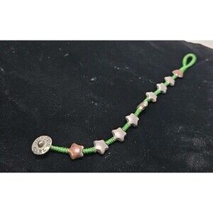 Jungle Girl 6" Green Thread Bracelet With Silver tone Stars